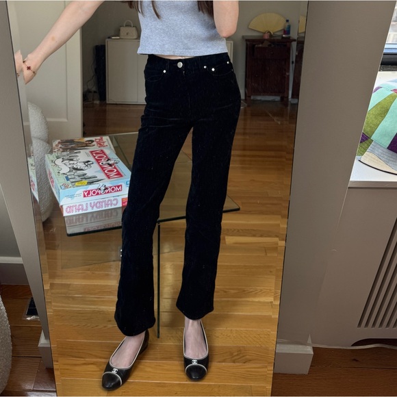 Black bootcut corduroy pants size 0 - Picture 2 of 7